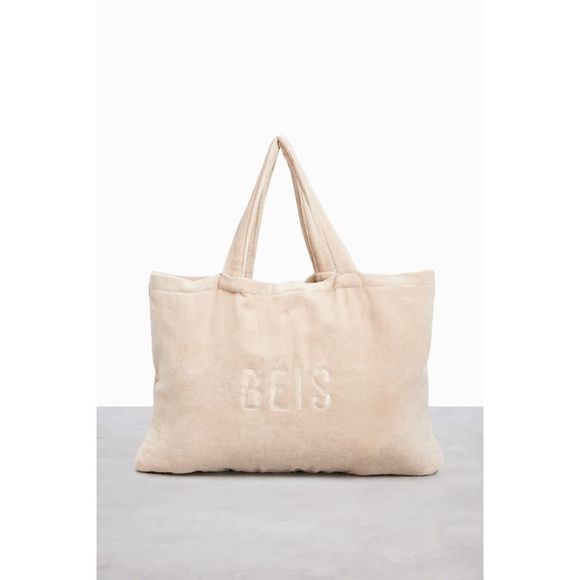 NWT BEIS Terry Towel Tote in BEIGE - Picture 1 of 6